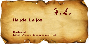 Hayde Lajos névjegykártya